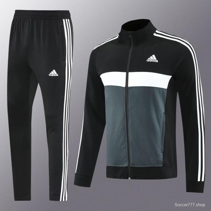 2025 Adidas Black/Grey Full Zipper Jacket +Long Pants