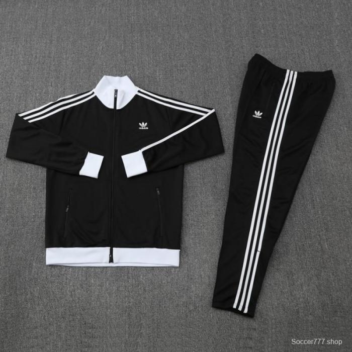2025 Adidas Original Black Full Hoodie Zipper Jacket +Long Pants