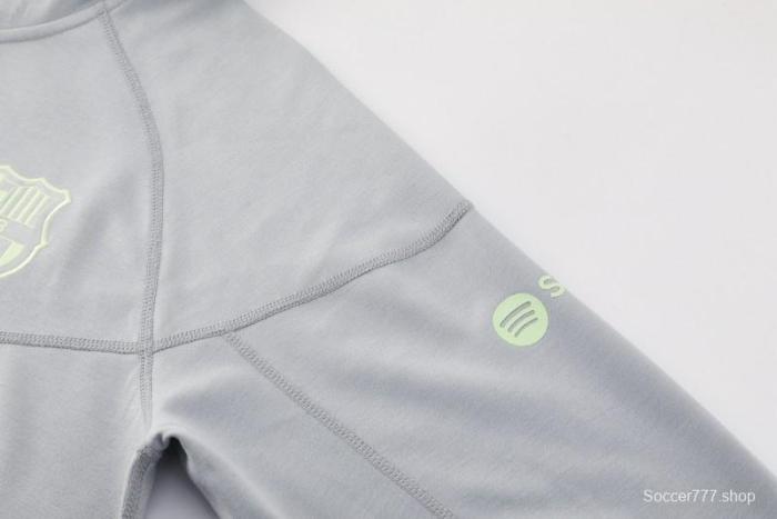 25/26 Barcelona Grey Full Zipper Hoodie Jacket +Long Pants