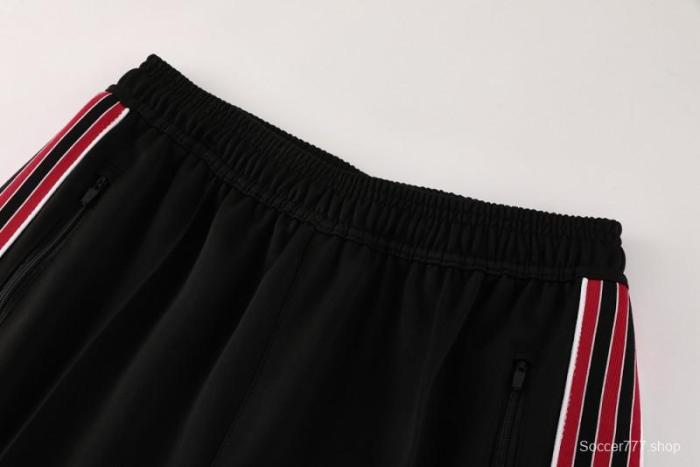 25/26 Manchester United Black Full Hoodie Zipper Jacket +Long Pants