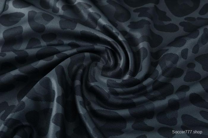 2025 Adidas Dark Grey & Black with Leopard Print Pattern and Orange Accents Half Zipper Jacket +Long Pants