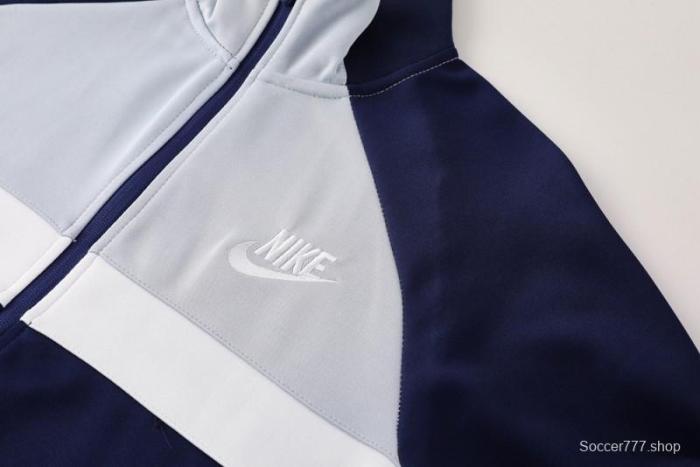 2025 Nike Grey/Navy Full Hoodie Zipper Jacket +Long Pants