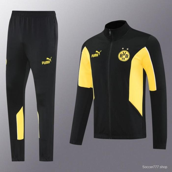 25/26 Borussia Dortmund Black/Yellow Full Zipper Jacket +Long Pants