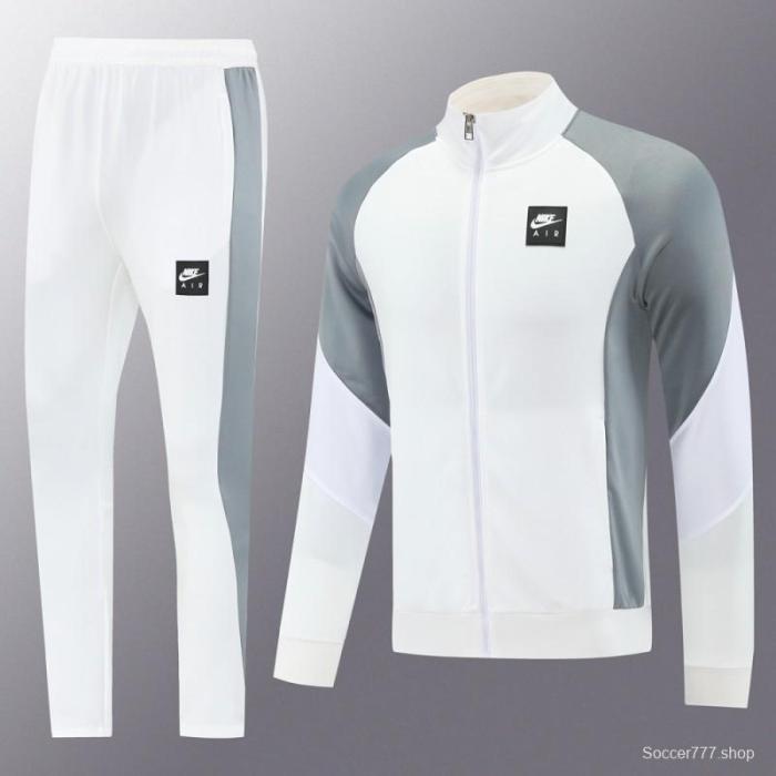 2025 NIKE WHITE/Grey Full Zipper Jacket +Long Pants