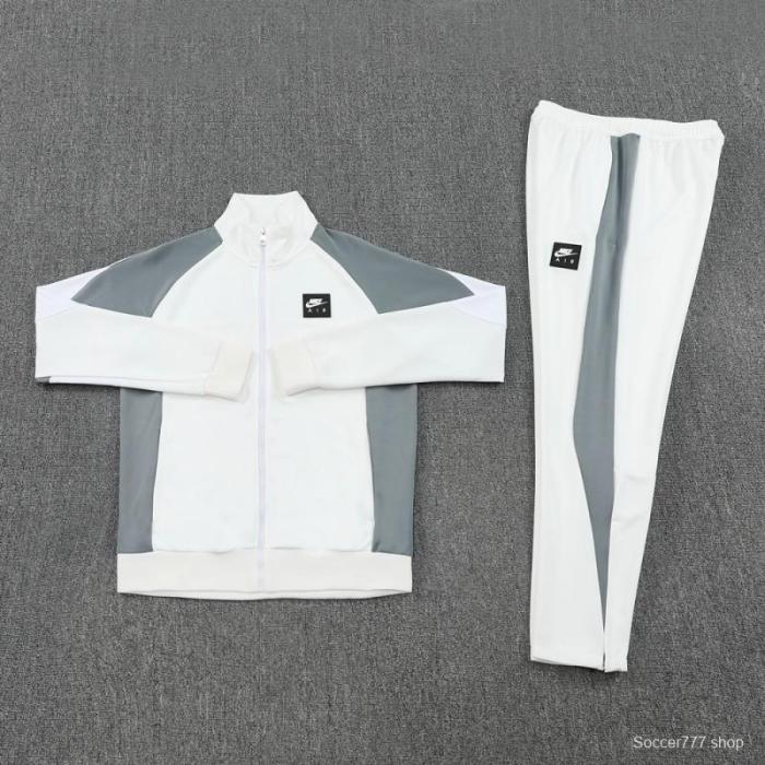 2025 NIKE WHITE/Grey Full Zipper Jacket +Long Pants