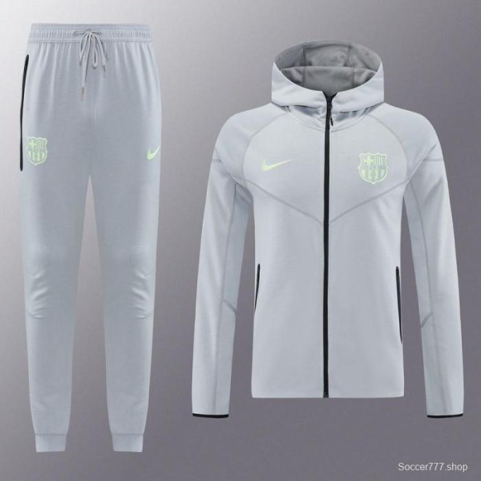 25/26 Barcelona Grey Full Zipper Hoodie Jacket +Long Pants