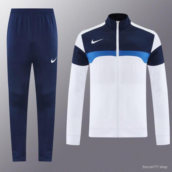 2025 Nike White/Navy Full Hoodie Zipper Jacket +Long Pants