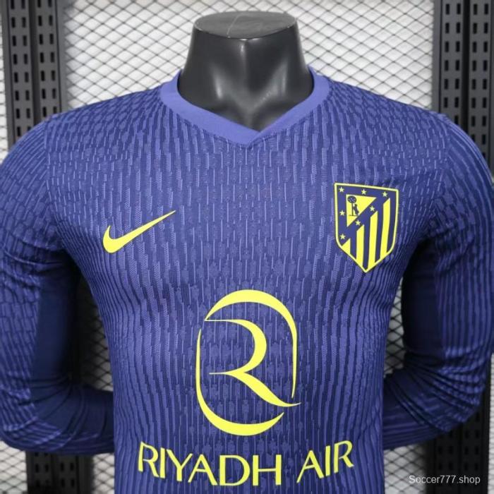 Player Version 25/26 Atletico Madrid Away Blue Long Sleeve Jersey