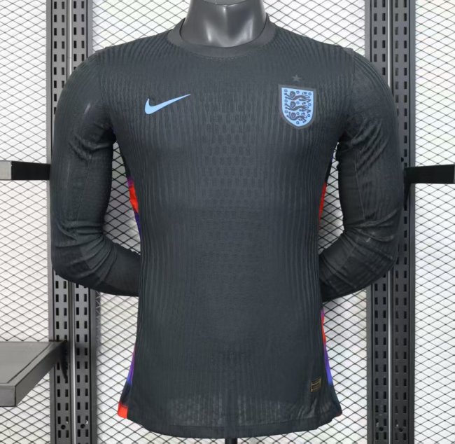 Player Version 2025 England Away Black Long Sleeve Jersey
