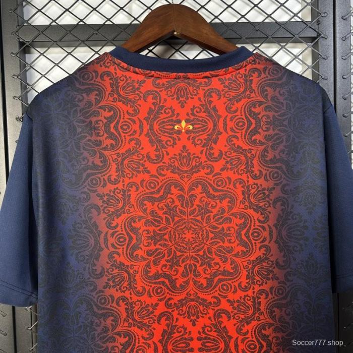 25/26 Paris Saint-Germain Navy with Red Ornate Pattern Jersey