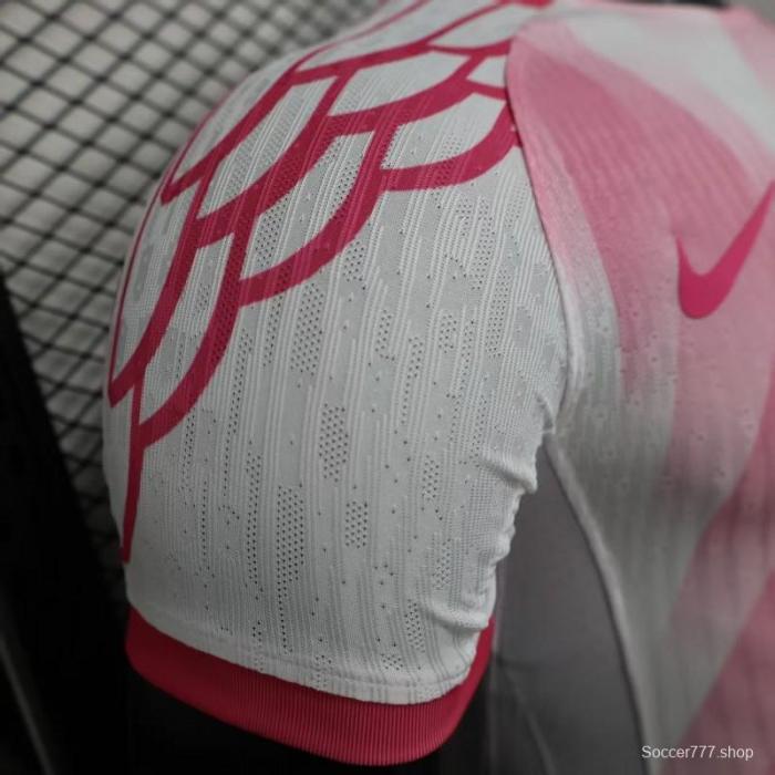 Player Version 25/26 FC Barcelona Pink White with Diagonal Stripe Pattern Jersey
