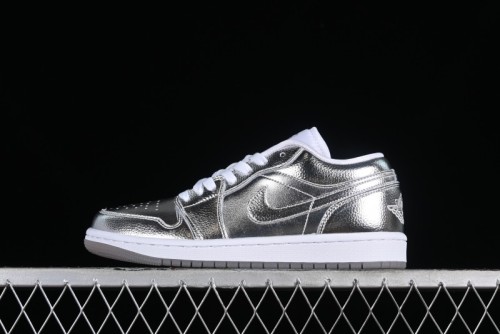 Nike Air Jordan 1 Low  Metallic Silver  Casual Sneakers with Metallic Accents - FN5030-001