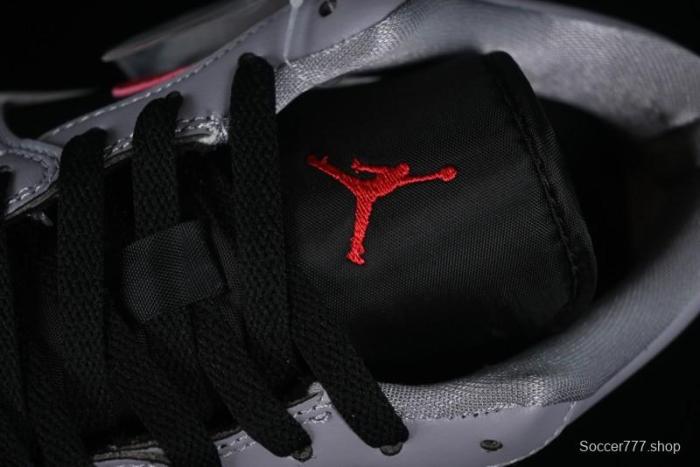 Nike Air Jordan 1 Low AJ1 Basketball Shoes in Grey Black with Red Swoosh - FZ4183-002