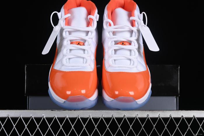 Nike Air Jordan 11 Retro Basketball Shoes with White Orange Design - 378037-002