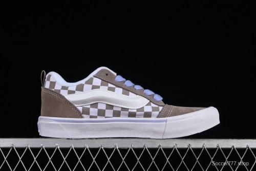 Vans Classics Knu Skool Retro Chunky Sneakers in Light Brown/Lilac Checkerboard - VN0009QC0AK
