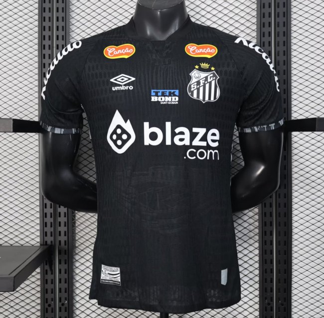 Player Version 25/26 Santos FC Black with Geometric Pattern Jersey
