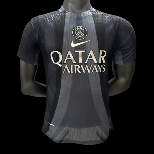Player Version 25/26 PSG Black with Vertical Stripe Pattern Jersey