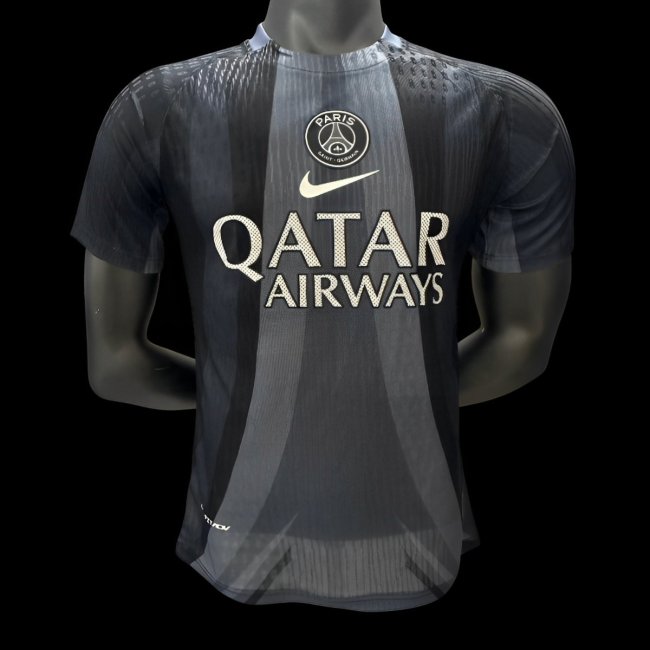 Player Version 25/26 PSG Black with Vertical Stripe Pattern Jersey