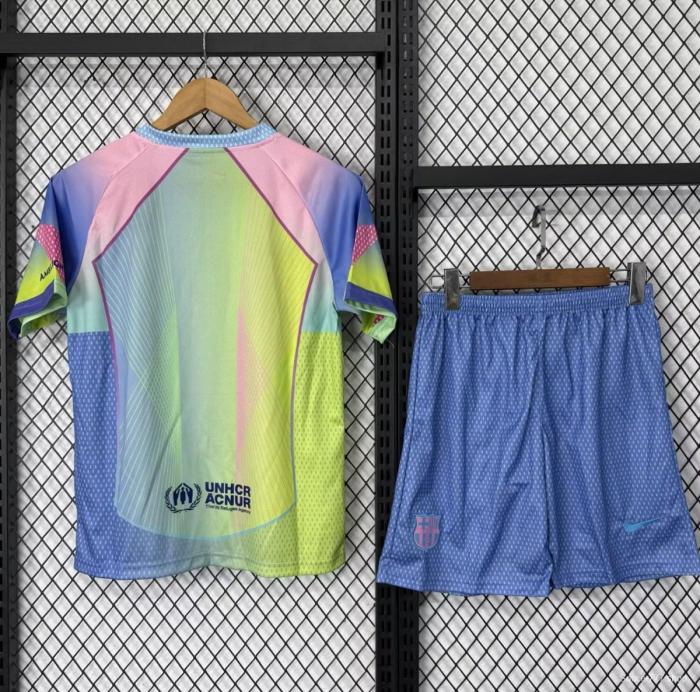 25/26 Kids Barcelona Rainbow Gradient with Multicolor Pattern Jersey
