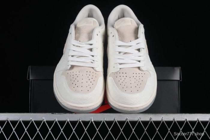 Nike CP3 x Air Jordan 1 Low AJ1 Floral Embossed White Casual Sneakers - FZ0455-200