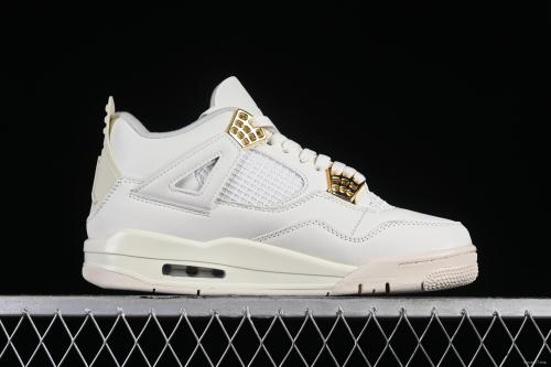 Nike Air Jordan 4 Retro Sneakers with Metallic Gold Accents - AQ9129-170