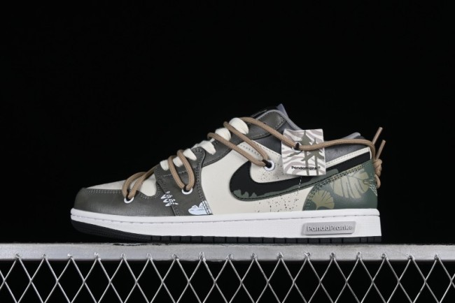 Nike Air Jordan 1 Low Customized Panda Mischief Jungle Adventure Casual Sneakers - 553558-040