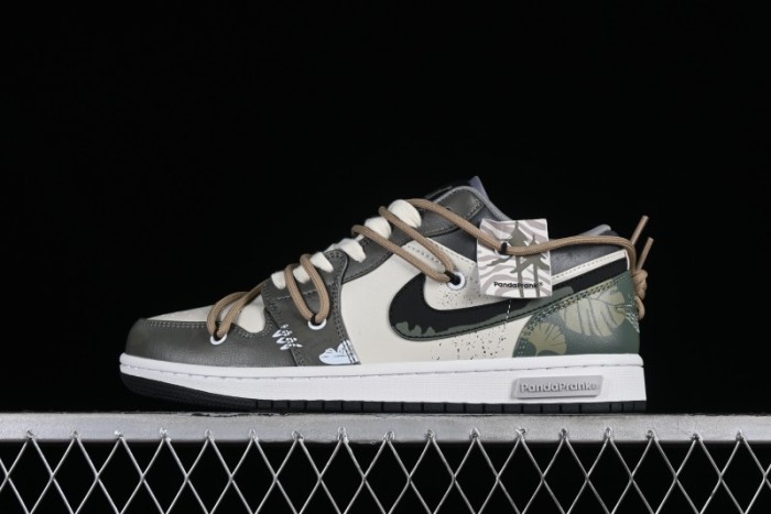 Nike Air Jordan 1 Low Customized Panda Mischief Jungle Adventure Casual Sneakers - 553558-040