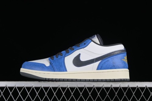 Nike Air Jordan 1 Low Flight Vintage Retro Sneakers in White and Blue - FV8439-104