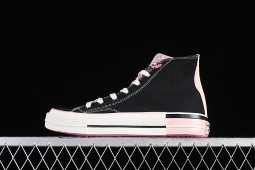 Converse Chuck 70s High Top Canvas Sneakers with Chain Accents in Black & Pink - A09539C
