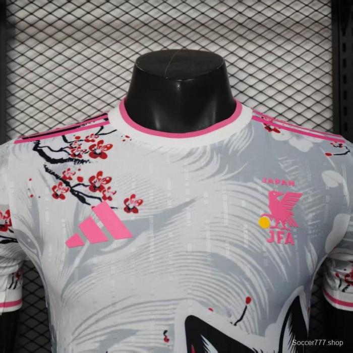 Player Version 2025 Japan White with Fox and Cherry Blossom Pattern Jersey