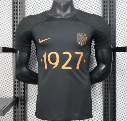 Player Version 25/26 Al-Ahli Black Champion Jersey With Golden Sponsor