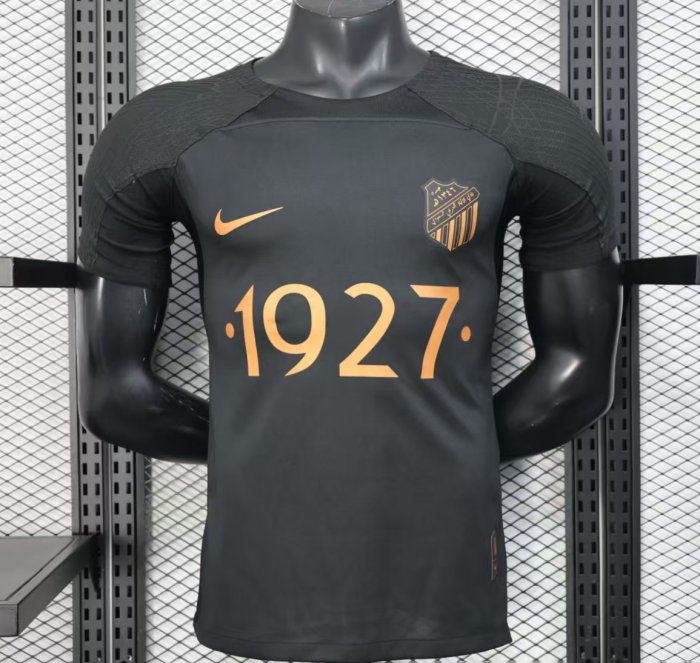 Player Version 25/26 Al-Ahli Black Champion Jersey With Golden Sponsor