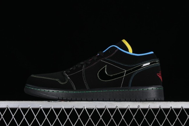 Nike Air Jordan 1 Low AJ1 Black Green Low Top Lifestyle Basketball Shoes - 338145-003