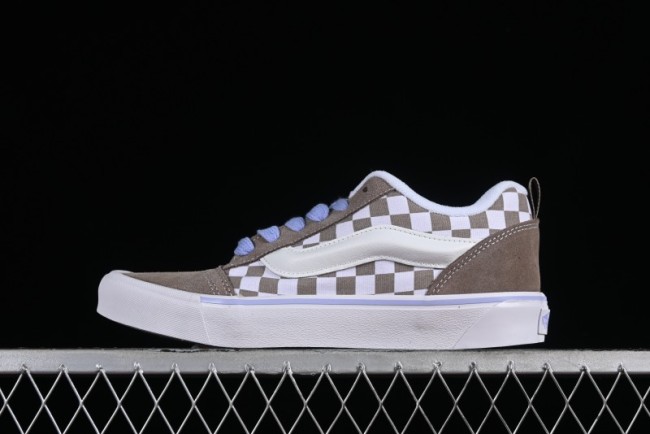 Vans Classics Knu Skool Retro Chunky Sneakers in Light Brown/Lilac Checkerboard - VN0009QC0AK