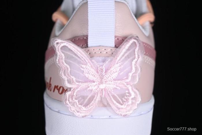 Nike Court Borough Low-Top Slip-Resistant Skate Shoes with Custom Rose Pink Hand-Painted Design - DQ5979-100