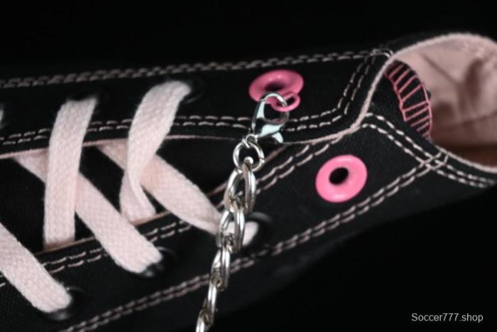 Converse Chuck 70s High Top Canvas Sneakers with Chain Accents in Black & Pink - A09539C