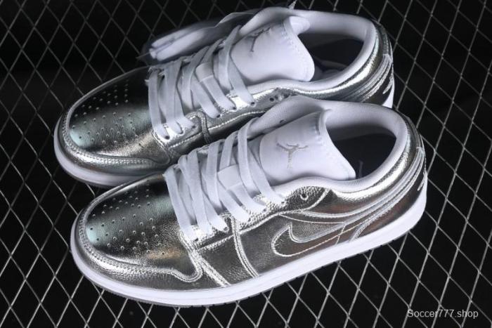 Nike Air Jordan 1 Low  Metallic Silver  Casual Sneakers with Metallic Accents - FN5030-001