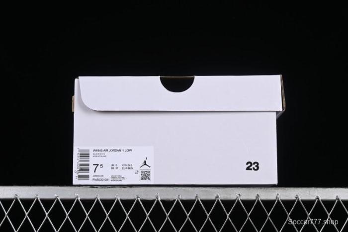 Nike Air Jordan 1 Low  Metallic Silver  Casual Sneakers with Metallic Accents - FN5030-001