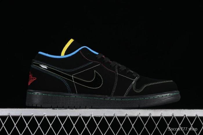 Nike Air Jordan 1 Low AJ1 Black Green Low Top Lifestyle Basketball Shoes - 338145-003