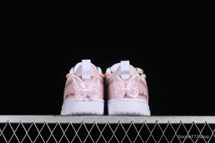 Nike Court Borough Low-Top Slip-Resistant Skate Shoes with Custom Rose Pink Hand-Painted Design - DQ5979-100