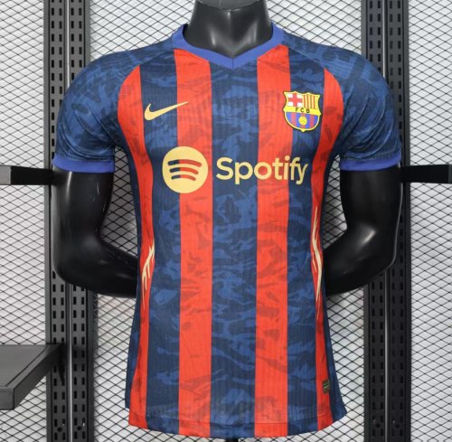 Player Version 25/26 Barcelona Home Blue Red Stripes Jersey with Spotify Sponsor