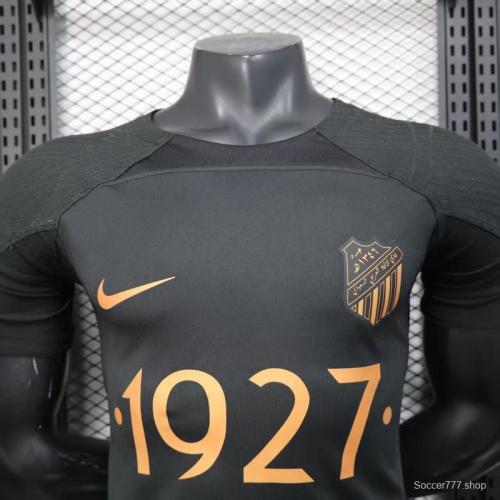 Player Version 25/26 Al-Ahli Black Champion Jersey With Golden Sponsor