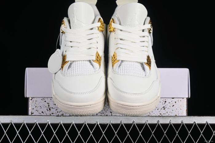 Nike Air Jordan 4 Retro Sneakers with Metallic Gold Accents - AQ9129-170