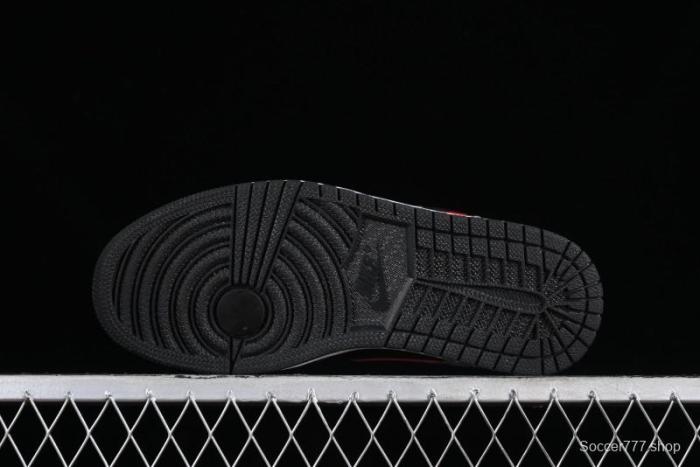 Nike Air Jordan 1 Low AJ1 Basketball Shoes in Grey Black with Red Swoosh - FZ4183-002