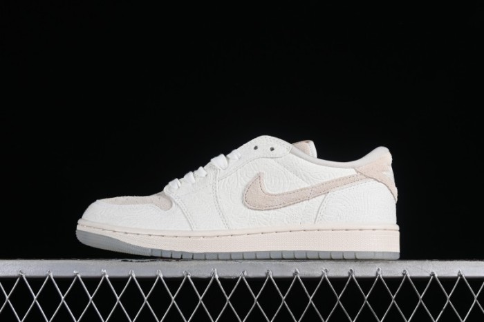 Nike CP3 x Air Jordan 1 Low AJ1 Floral Embossed White Casual Sneakers - FZ0455-200