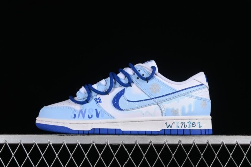Nike Dunk Low Winter is Here Minimalist White Blue SB Lace-Up Low-Top Casual Skate Shoes - DV0831-104
