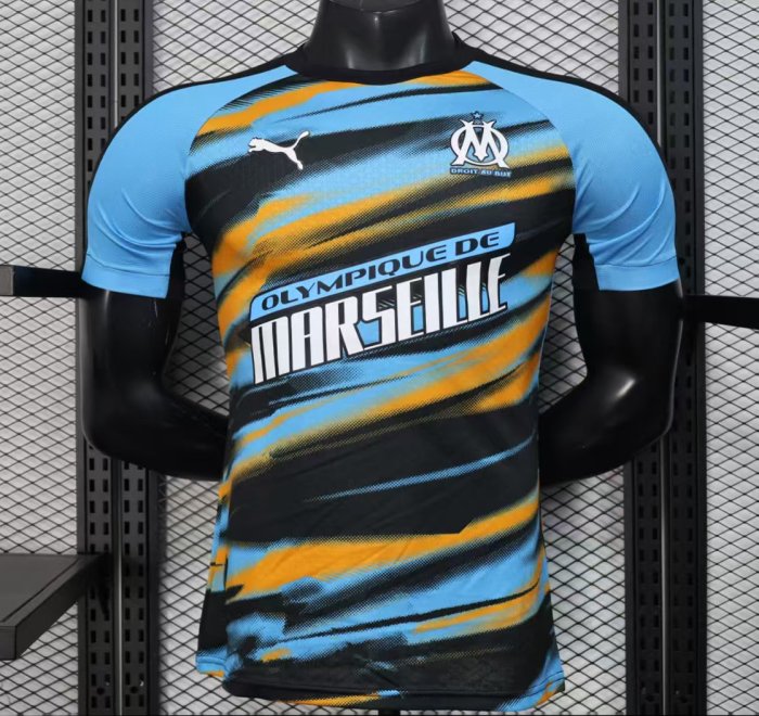 Player Version 25/26 Olympique de Marseille Blue with Orange Gradient Stripe Jersey