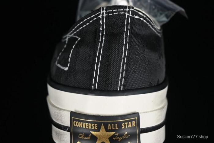 Clot x Fragment Design x Converse Custom Triple Collaboration Low-Top Sneakers with Distressed Black Silk and Brier Pattern - A10925C