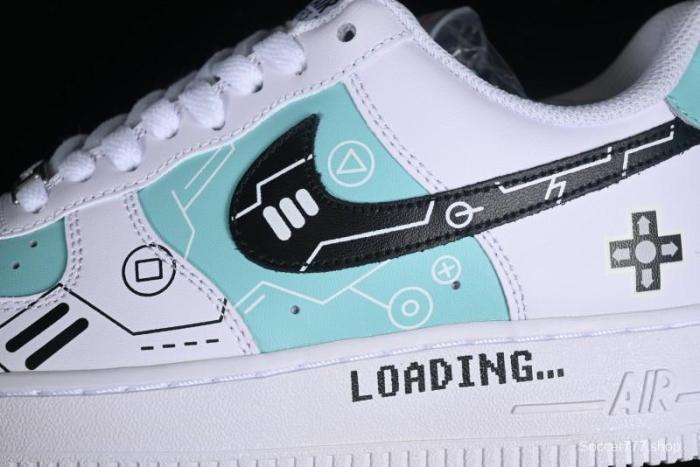 Nike Air Force 1 '07 Low PS5 Gaming Theme Ice Green Casual Sneakers - CW2288-114