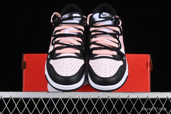 Nike Dunk Low Custom Deconstructed Strap Casual Sneakers in Black Pink - CW1590-100
